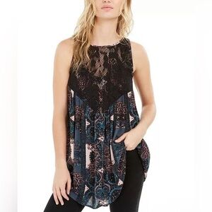 Free People Black and Pink Lace Dress